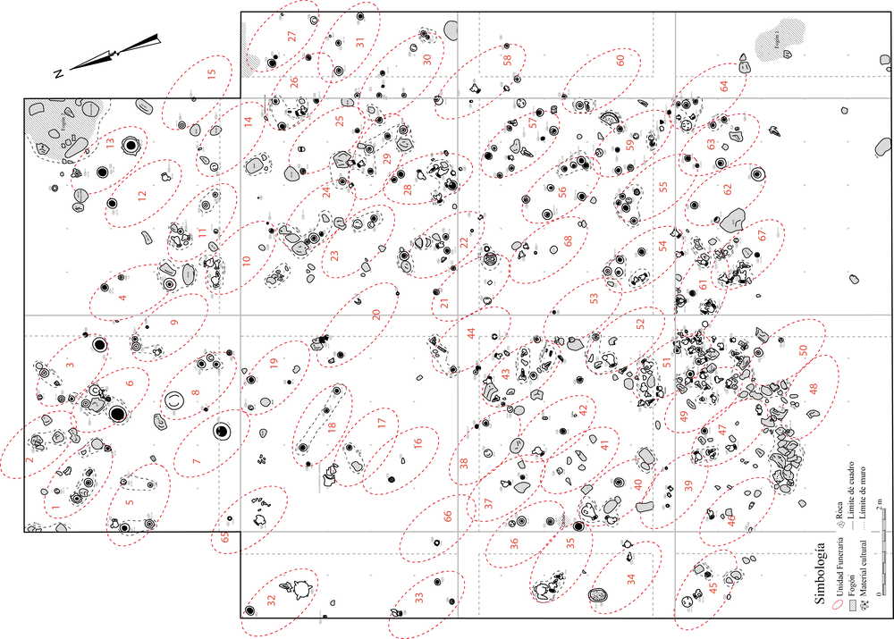Plano del Cementerio 2 con la distribución de los diferentes elementos