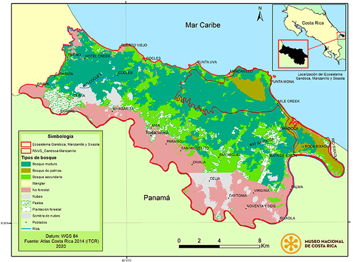 Delimitación de la región de Gandoca-Manzanillo y Sixaola.