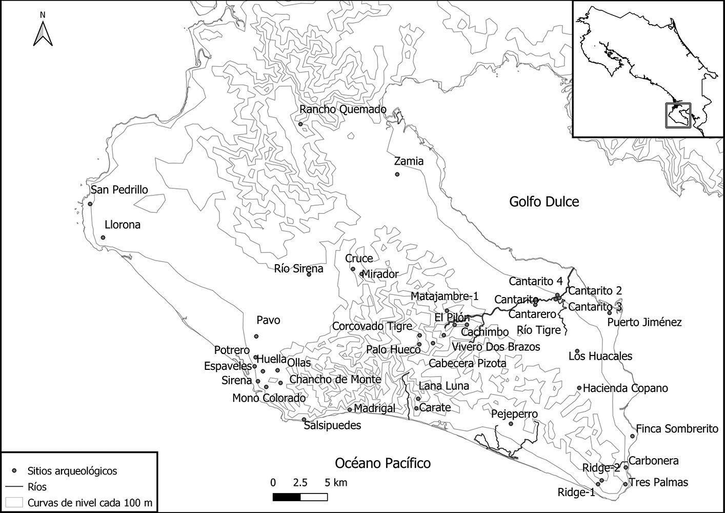 Sitios arqueológicos península de Osa