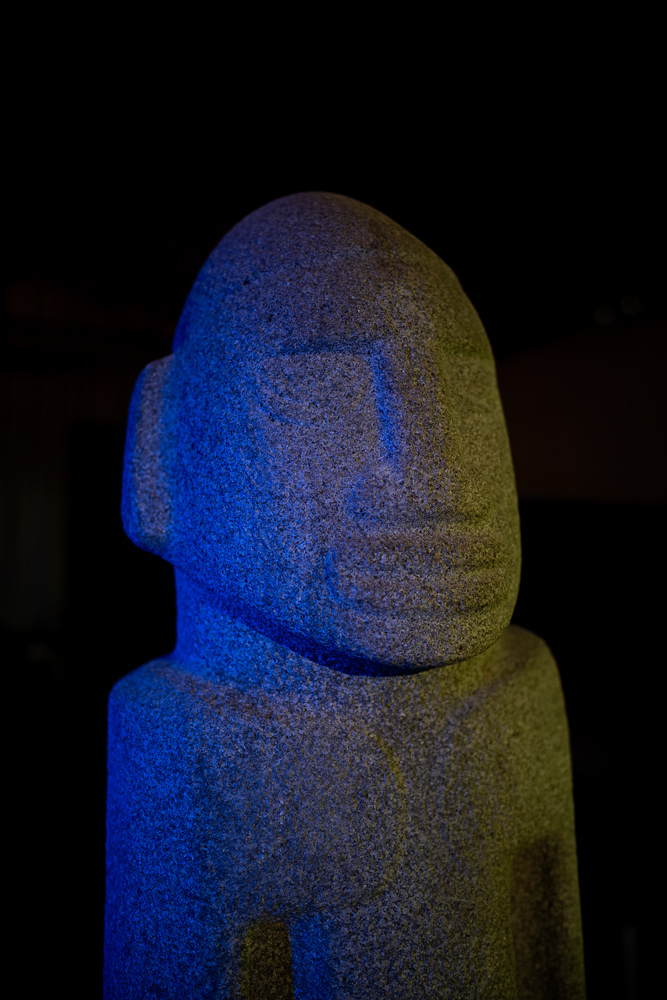 Detalle de cabeza de escultura precolombina