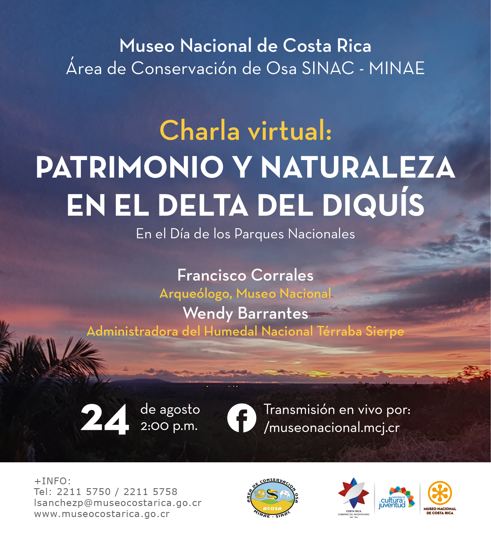 Invitación charla virtual Patrimonio y naturaleza en el Delta del Diquís - Día de los Parques Nacionales