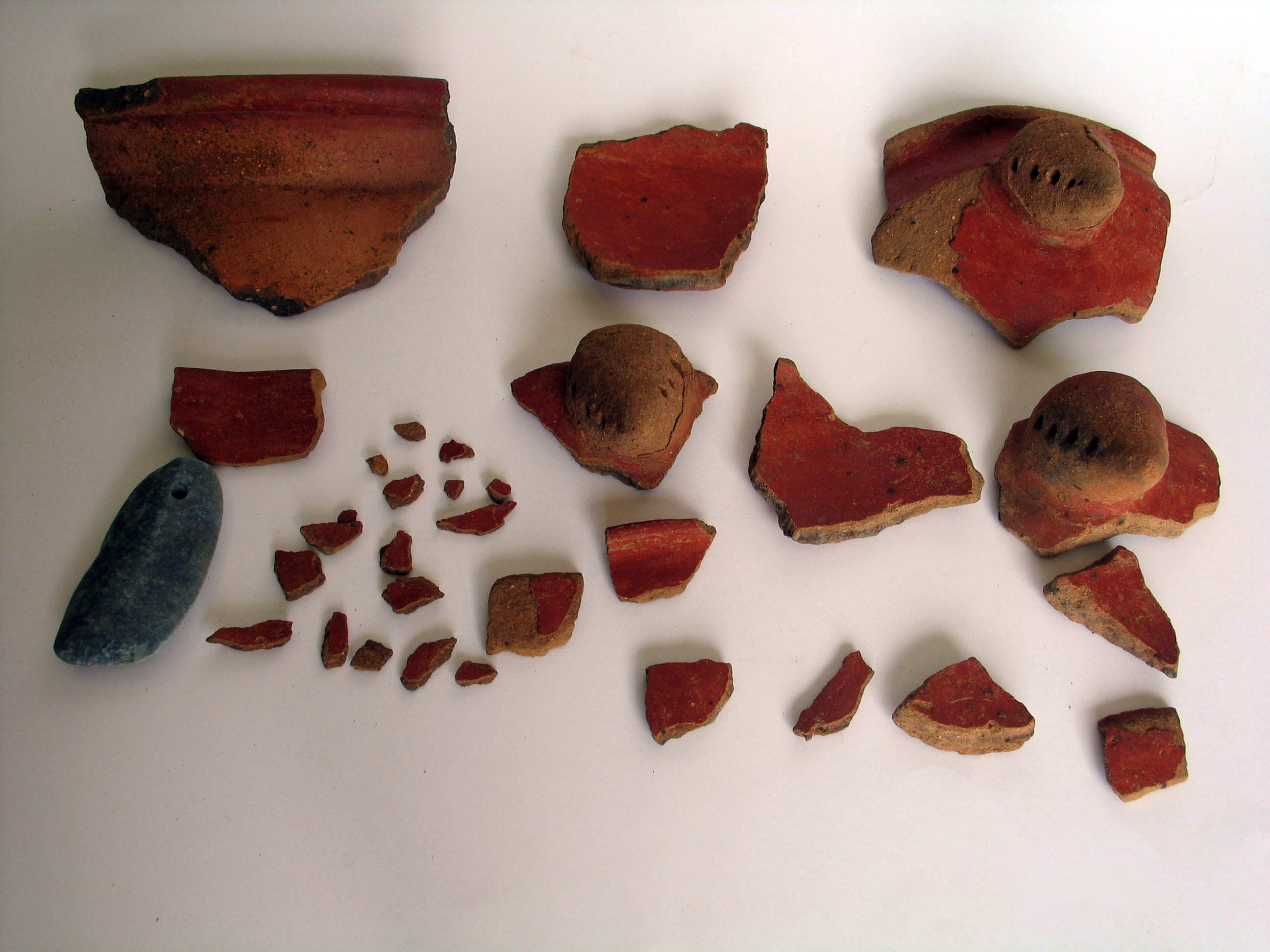 Fragmentos de vasija precolombina decomisados.