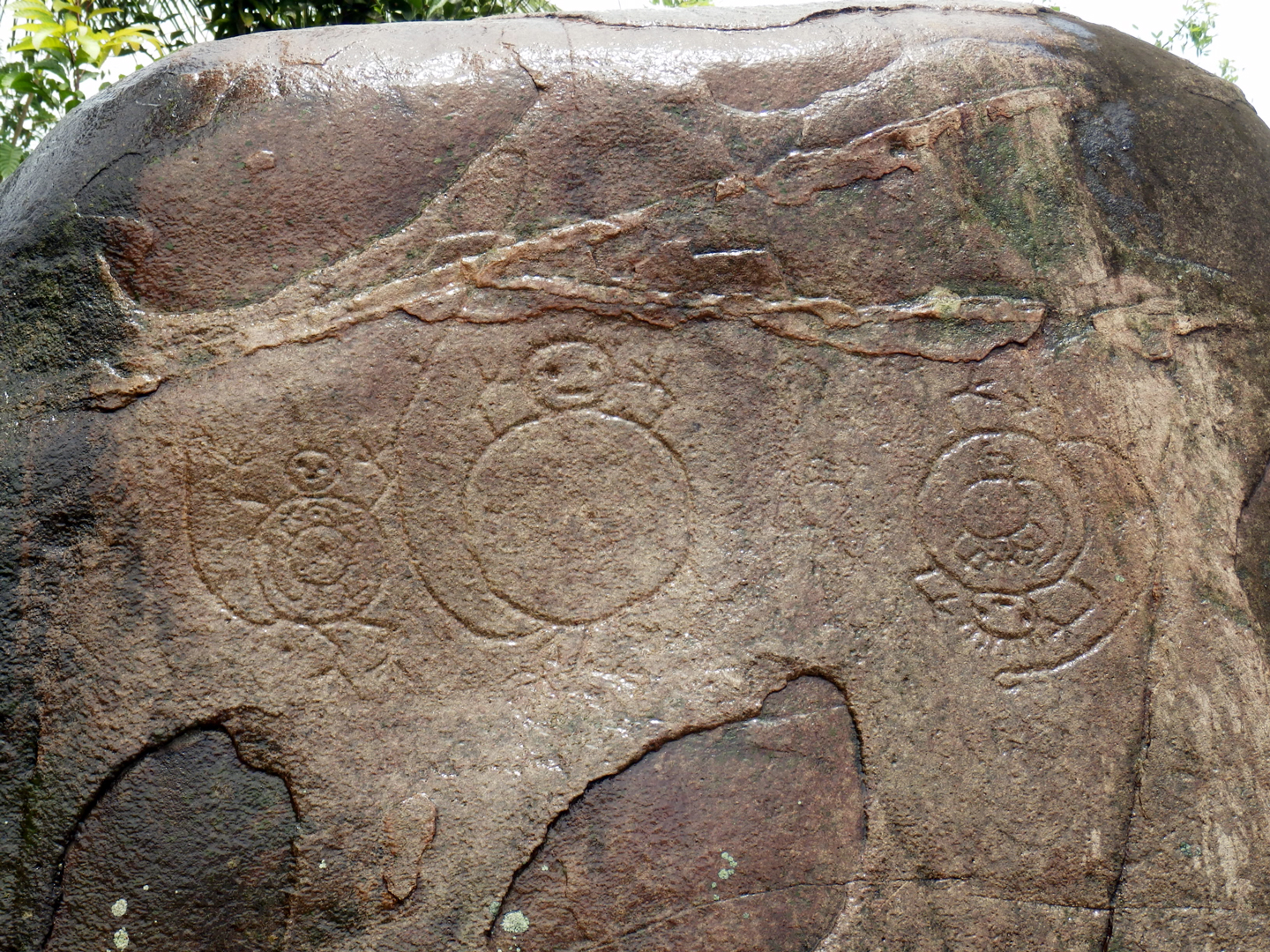Figuras zoomorfas presentes en una de las caras de la roca