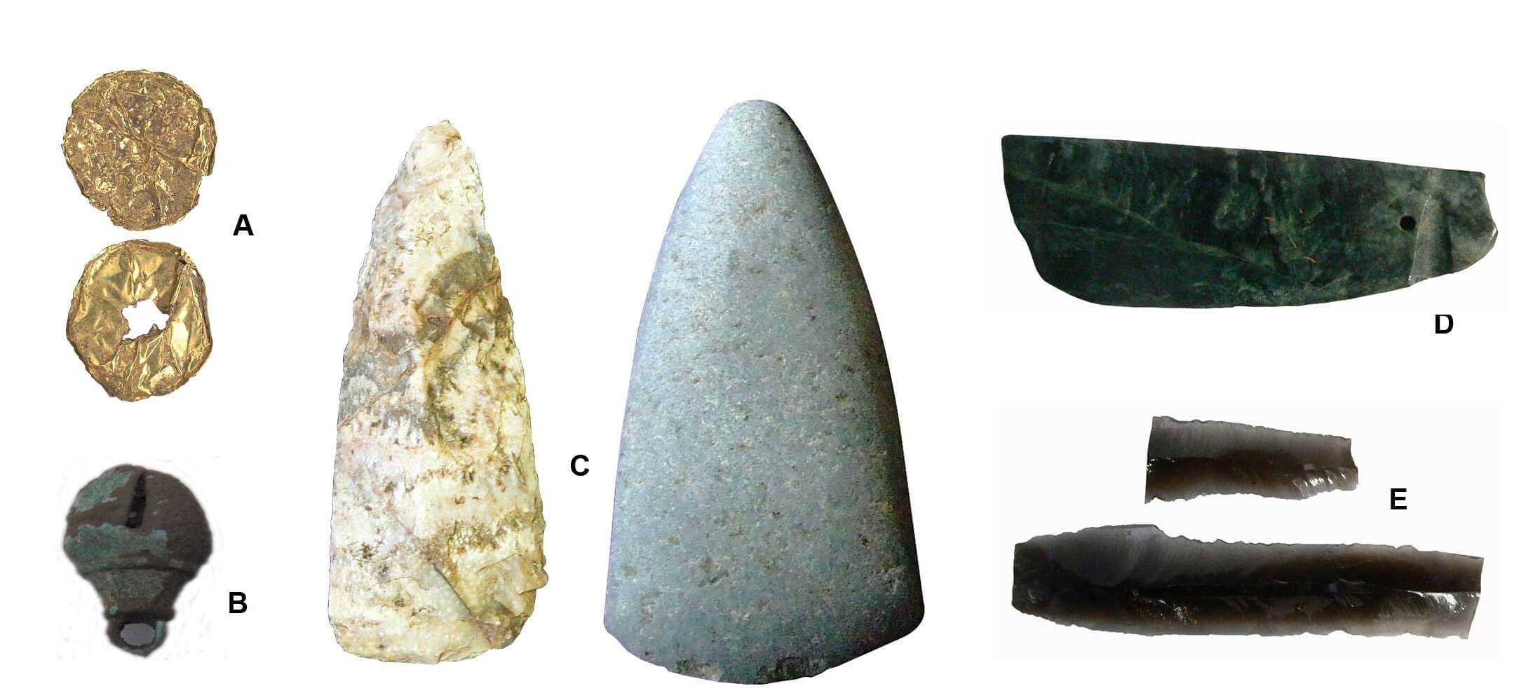Artefactos de piedra orfebrería y obsidiana