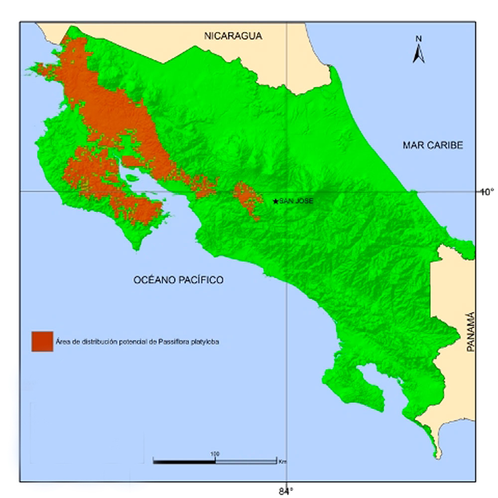 Distribución geográfica de Passiflora platyloba