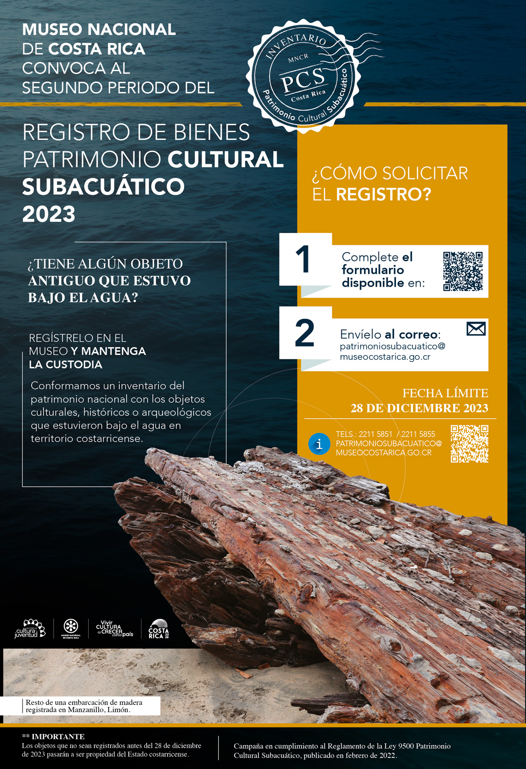 Campaña 2023 Registro de bienes patrimonio cultural subacuático, Costa Rica